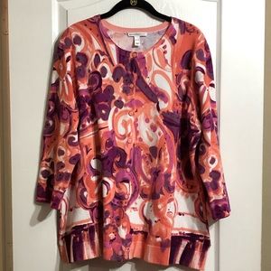 Isaac Mizrahi Cardigan Purple Pink White Size XL
